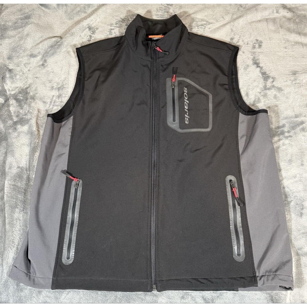 Solaris Vest Mens XL Black Softshell Full Zip Pockets Hiking Outdoor Windbreaker